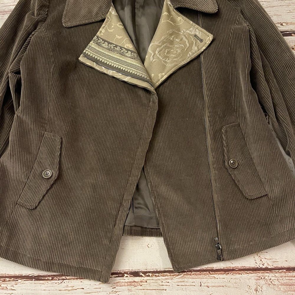 Armani Collezioni Light Brown Corduroy Moto Zip Jacket Size 8 Pockets - Picture 11 of 13